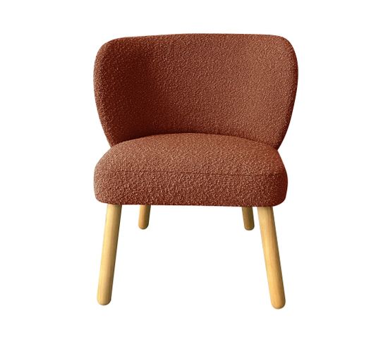 Raph - Fauteuil En Tissu Bouclette Et Bois - Couleur - Rouille