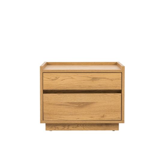 Since - Table De Chevet 2 Tiroirs En Bois - Couleur - Bois Clair