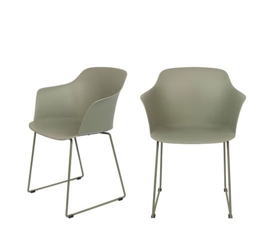 Tango - Lot De 2 Fauteuils De Table En Plastique Et Métal - Couleur - Vert