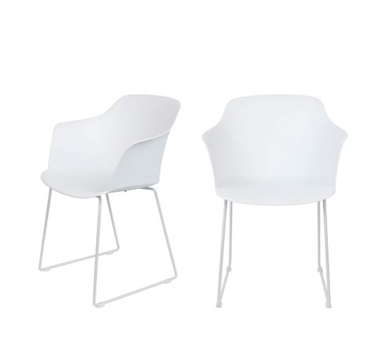 Tango - Lot De 2 Fauteuils De Table En Plastique Et Métal - Couleur - Blanc