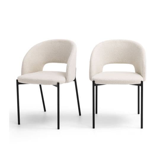 Soren - Lot De 2 Chaises En Tissu Bouclette Et Métal - Couleur - Ecru