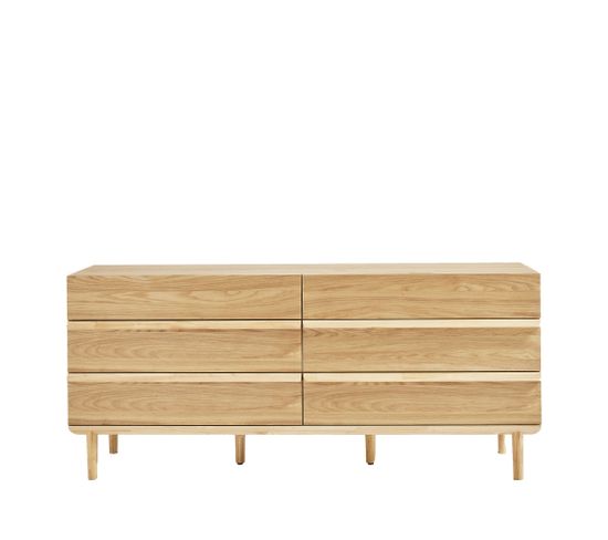 Bergen - Commode 6 Tiroirs En Bois L160cm - Couleur - Bois Clair