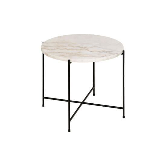 Tangara - Table D'appoint Ronde En Marbre Ø52cm - Couleur - Marbre Blanc