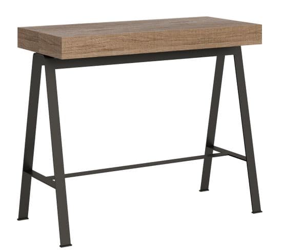 Console Extensible 90x40/196 Cm Banco Small Chêne Nature Cadre Anthracite