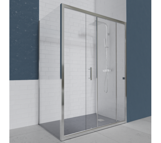 Paroi De Douche D'angle Avec Porte Coulissante + Retour Fixe Nerina - 120x90 Cm