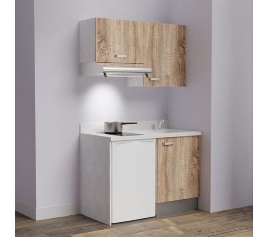 Kitchenette K01l - 120 Cm - Bois - Snova - Évier à Droite