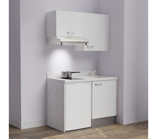 Kitchenette K01l - 120 Cm - Blanc - Snova - Évier à Droite