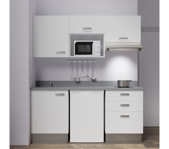 Kitchenette K20l - 180 Cm - Blanc - Cromo - Évier à Gauche