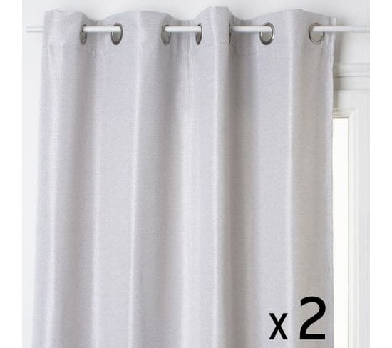 Lot De 2 Rideaux à  Oeillets Occultant Gris Clair 140 X 260 Cm