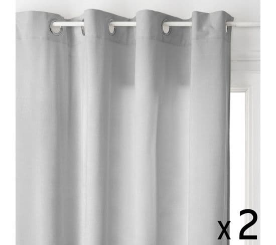 Lot De 2 Rideaux À  Œillets 140 X 260 Cm Lilou Gris Clair