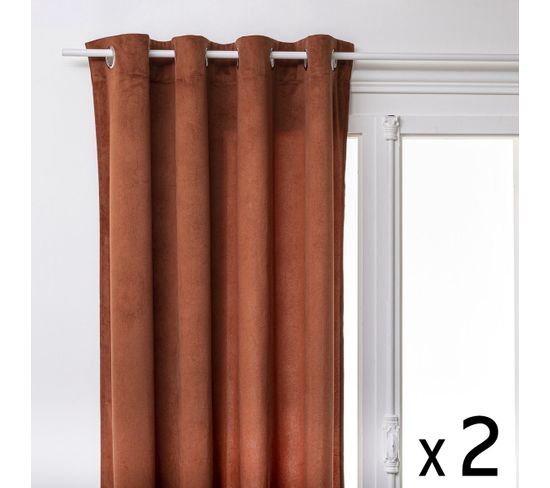 Lot De 2 Rideaux À  Œillets 140 X 260 Cm Lilou Terracotta