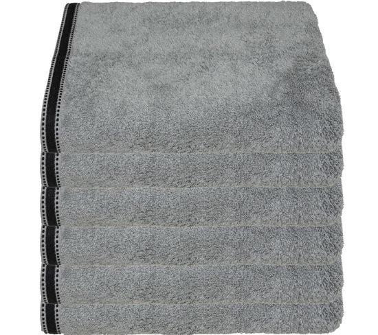 Lot De 6 Draps De Bain En Coton Gris Foncé Tissu Éponge 100 X 150 Cm