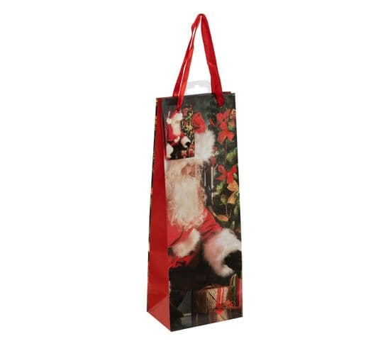 Lot De 6 Sacs Cadeaux Tradition Noël Format Bouteille Rouge Et Or