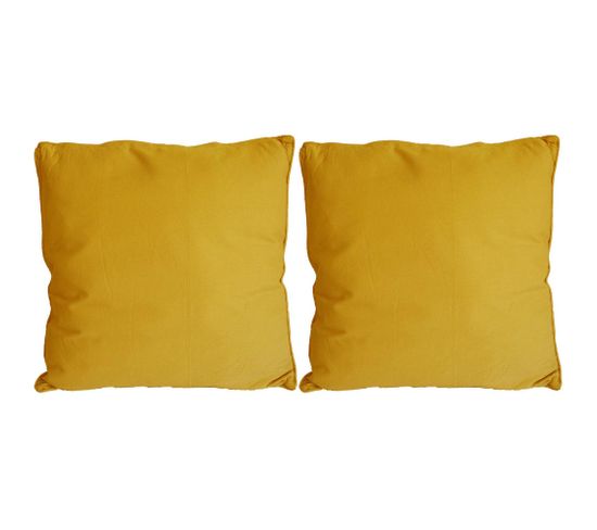 Coussin En Coton Coloré Salsa 45 Cm (lot De 2) Jaune Moutarde