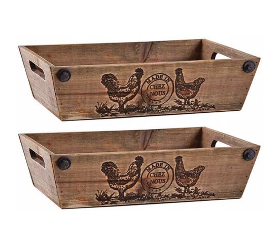 Manne En Bois Teinté Made In Chez Nous (lot De 2)