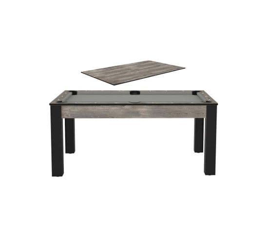 Billard Convertible Table 6 Personnes Texas + Plateau Dinatoire Industriel Et Gris (tapis)