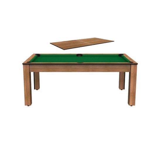 Billard Convertible Table 8 Personnes Arizona + Plateau Dinatoire Hêtre Boisé Et Vert (tapis)