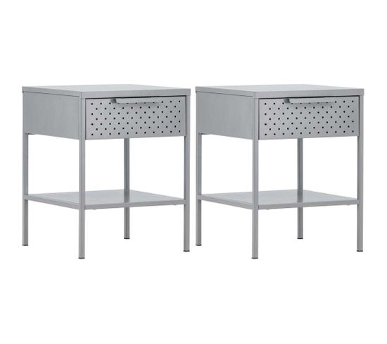 Table De Chevet En Acier Sacramento Gris Clair