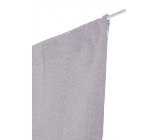 Vitrage Occultant 80 X 160 Cm Passe Tringle Uni Gris Galet