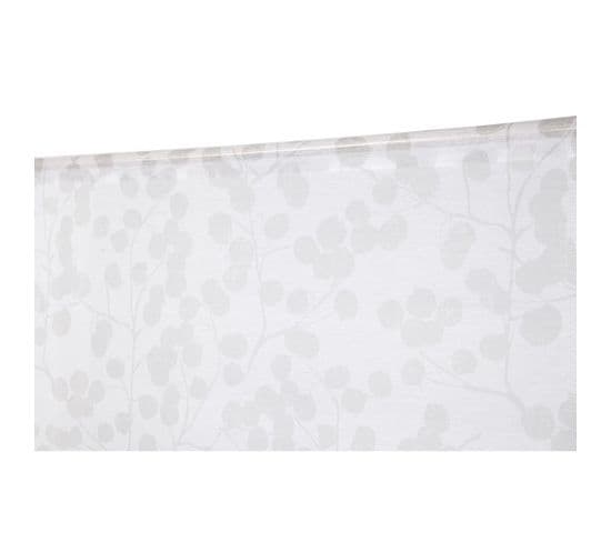 Vitrage 60 X 120 Cm Passe Tringle Uni Imprimé Feuillage Blanc Gris