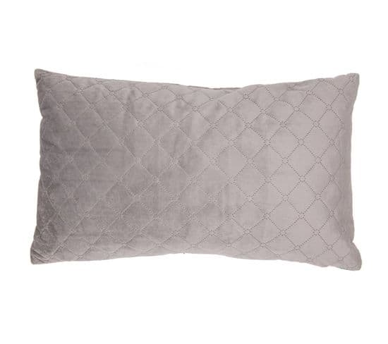 Housse De Coussin 30 X 50 Cm Matelassée Surpiquée Motif Géométrique Gris