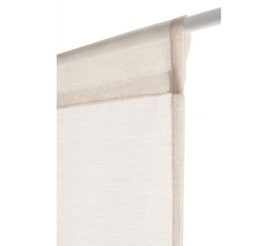 Paire De Vitrages 60 X 90 Cm Passe Tringle Effet Lin Uni Beige