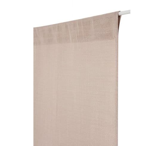 Vitrage 45 X 150 Cm Passe Tringle Effet Lin Uni Taupe