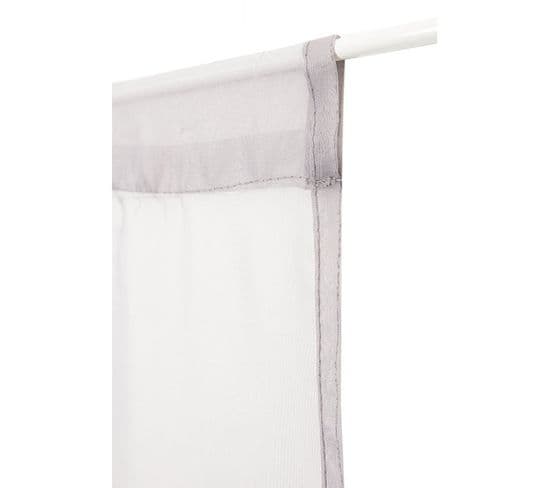 Vitrage 90 X 240 Cm Passe Tringle Grande Hauteur Effet Lisse Gris