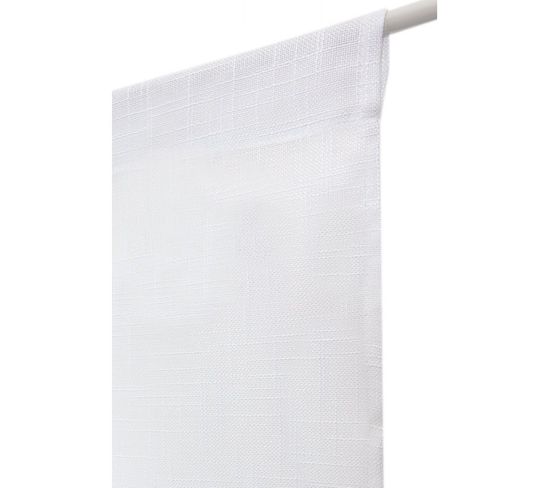 Paire De Vitrages 60 X 90 Cm Passe Tringle Effet Lin Petite Trame Uni Blancs