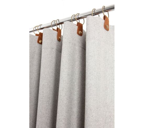 Rideau Tamisant 140 X 260 Cm à Anneaux Aspect Feutrine Style Industriel Uni Gris