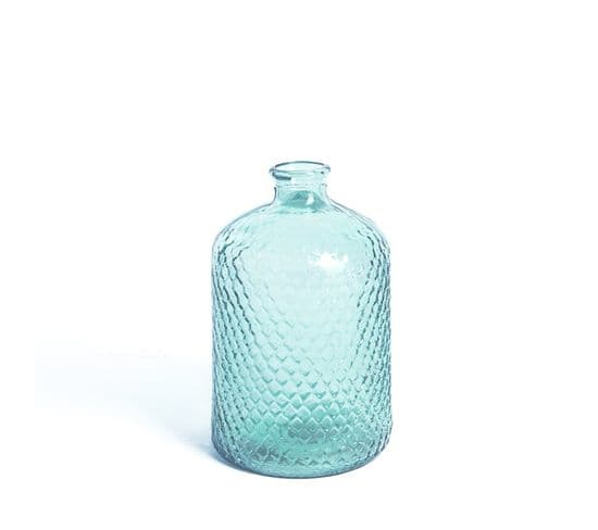 Vase 5l 31 X 18 Cm Motif Alvéolé En Relief Verre Recyclé Transparent