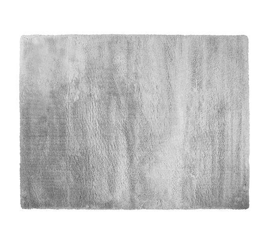 Tapis 150 X 200 Cm Tissage Jacquard à Poils Longs Moelleux Gris