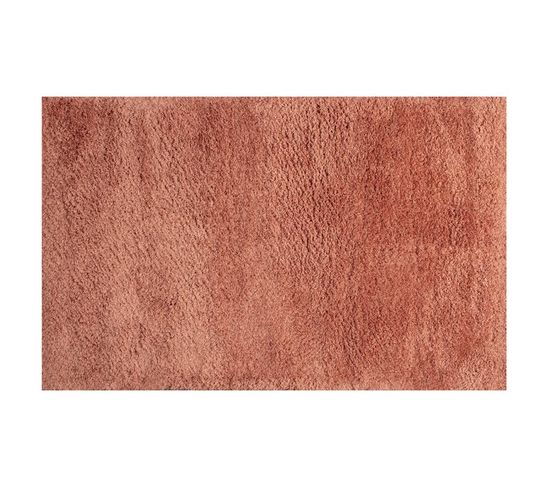 Tapis 60 X 90 Cm Tissage Jacquard à Poils Longs Moelleux Rouge Marsala