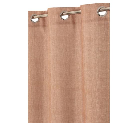 Rideau 135 X 240 Cm à Oeillets Chambray Aspect Chiné Rose Saumon