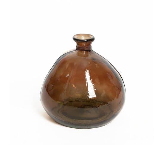 Vase Verre Recyclé 18 X 18 Forme Boule Transparent Brun