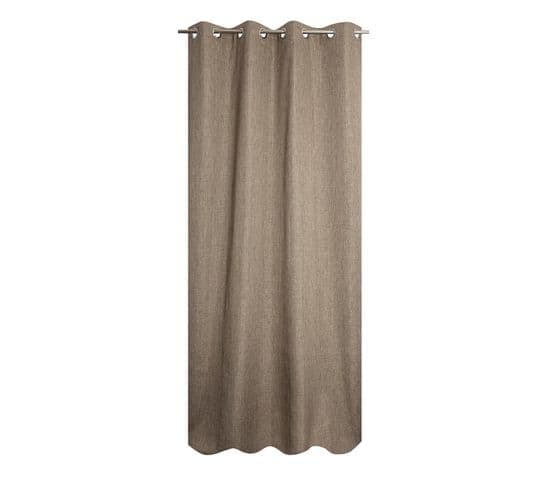 Rideau Occultant Thermique 135 X 280 Cm Grande Hauteur à Oeillets Chambray Taupe