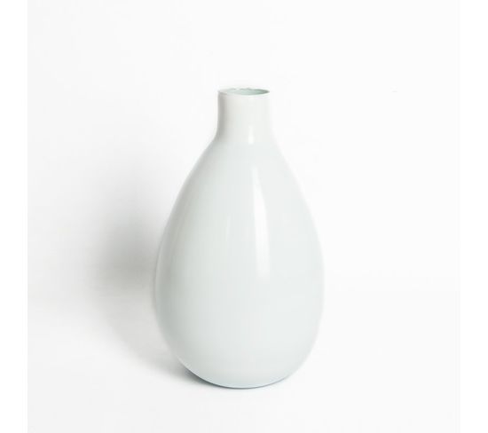 Vase Verre Recyclé 27 X 42 Cm Forme Ovale Blanc