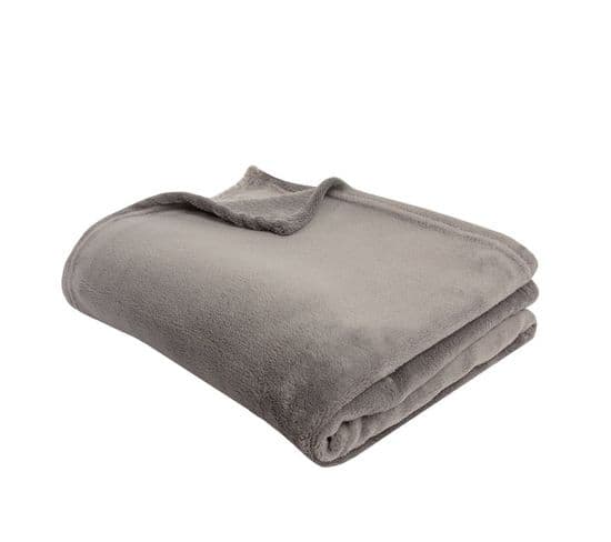 Jeté De Lit, Plaid Polaire 120 X 150 Cm Toucher Doux Gris Souris