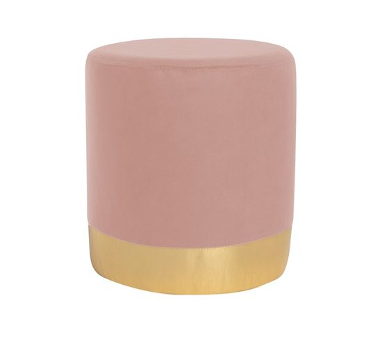 Pouf Assise Bout De Canapé 33 X 33 X 39 Cm Rose Avec Socle Doré