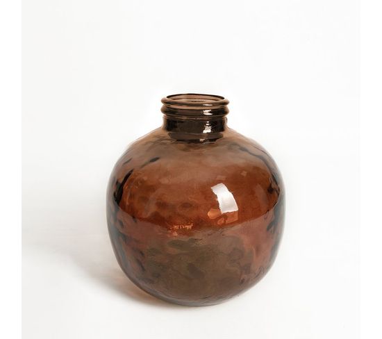 Vase Verre Recyclé 32 X 35 Cm Forme Boule Brun