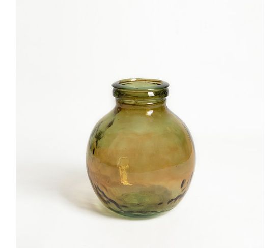 Vase Verre Recyclé 25 X 30 Cm Forme Boule Jaune Vert