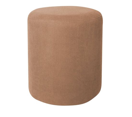 Pouf Assise Bout De Canapé 33 X 33 X 39 Cm Velours Côtelé Uni Camel