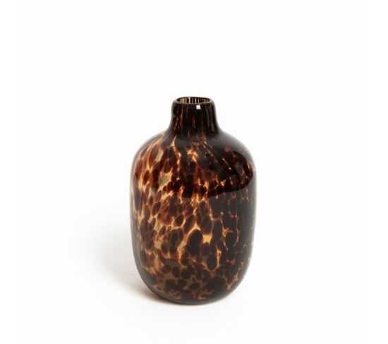 Vase Verre 16 X 26 Cm Forme Arrondie Motif Léopard Brun