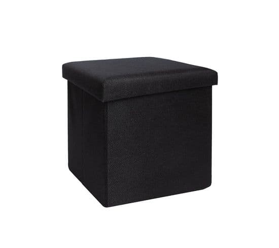 Pouf Coffre Pliant Rangement Avec Assise Couvercle Amovible 38 X 38 X 38 Cm Chambray Noir