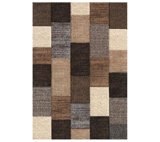 Tapis Salle à Manger 200x290 Tissé Marron Rectangle Motif Géométrique Belo 12