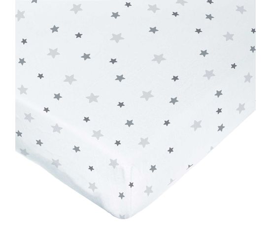 Drap Housse Imprimé Étoiles Multicolores - 60x120 Cm - Blanc