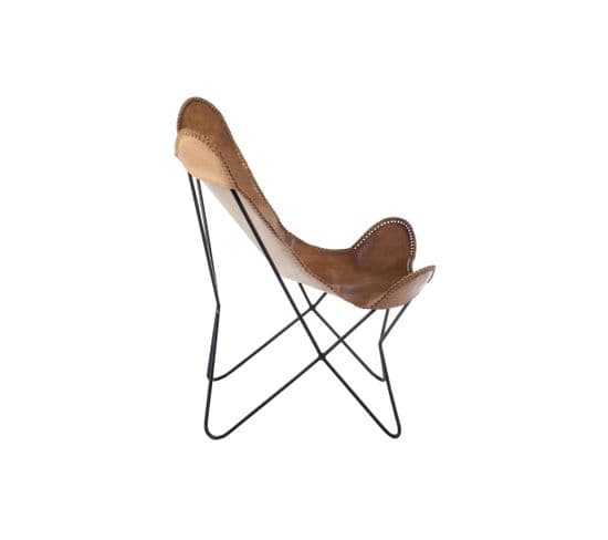 Chaise Lounge Cuir/métal Cognac Patiné - Hoha