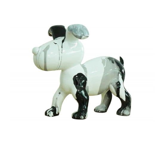 Statue Chien Debout Avec Coulures Gris Et Noir H14 Cm - Snoopy Drips