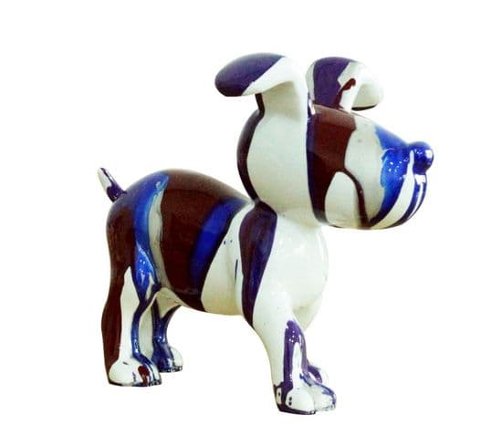 Petit Chien Sculpture Décorative Bleue Et Marron - Design Moderne Contemporain