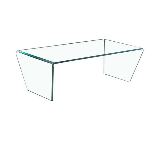 Table Basse Rectangulaire En Verre Trempé Et Piètements Inclinés - Ice